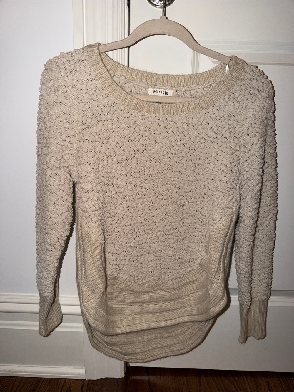 Miracle Cream Chunky Textured Crewneck Sweater